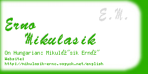 erno mikulasik business card